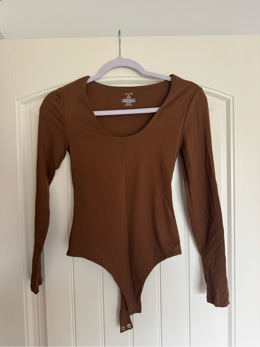 nuuds Chocolate Brown Scoop Neck Long Sleeve Bodysuit